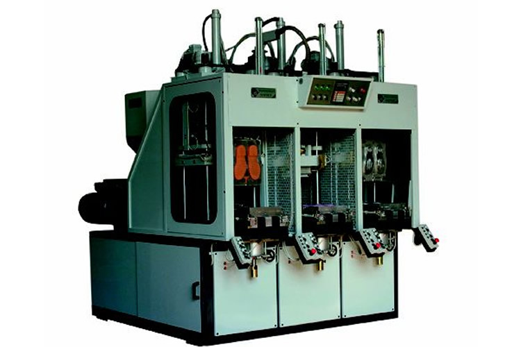 Máquinas de extrusión y de moldeo por inyección para la producción de suelas y tacones en materiales termoplásticos, TR, PVC, TPU y EVA.